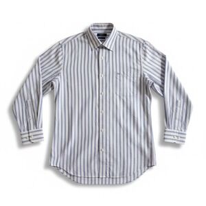 Lands' End Mens Supima Hyde Park Striped Traditional Fit Button Down‎ Shirt